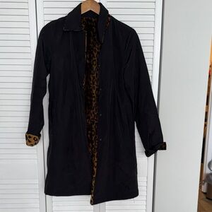 Marc Jacobs Black Trench Coat with Leopard Print Reversible